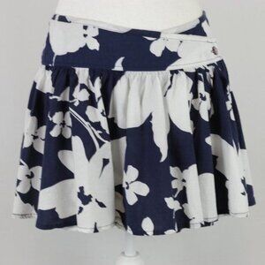 Roxy Juniors Size 7 Blue White Floral Ruffled Wrap Mini Skirt